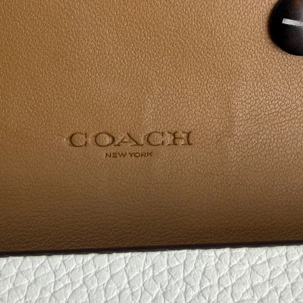 Coach Bunny Card Case on Chain White Pebbled Leather Mini Bag AXP 4